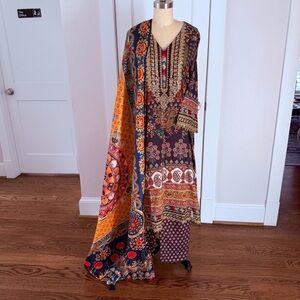 Khaadi 3 Piece Multicolor Embroidered Suit